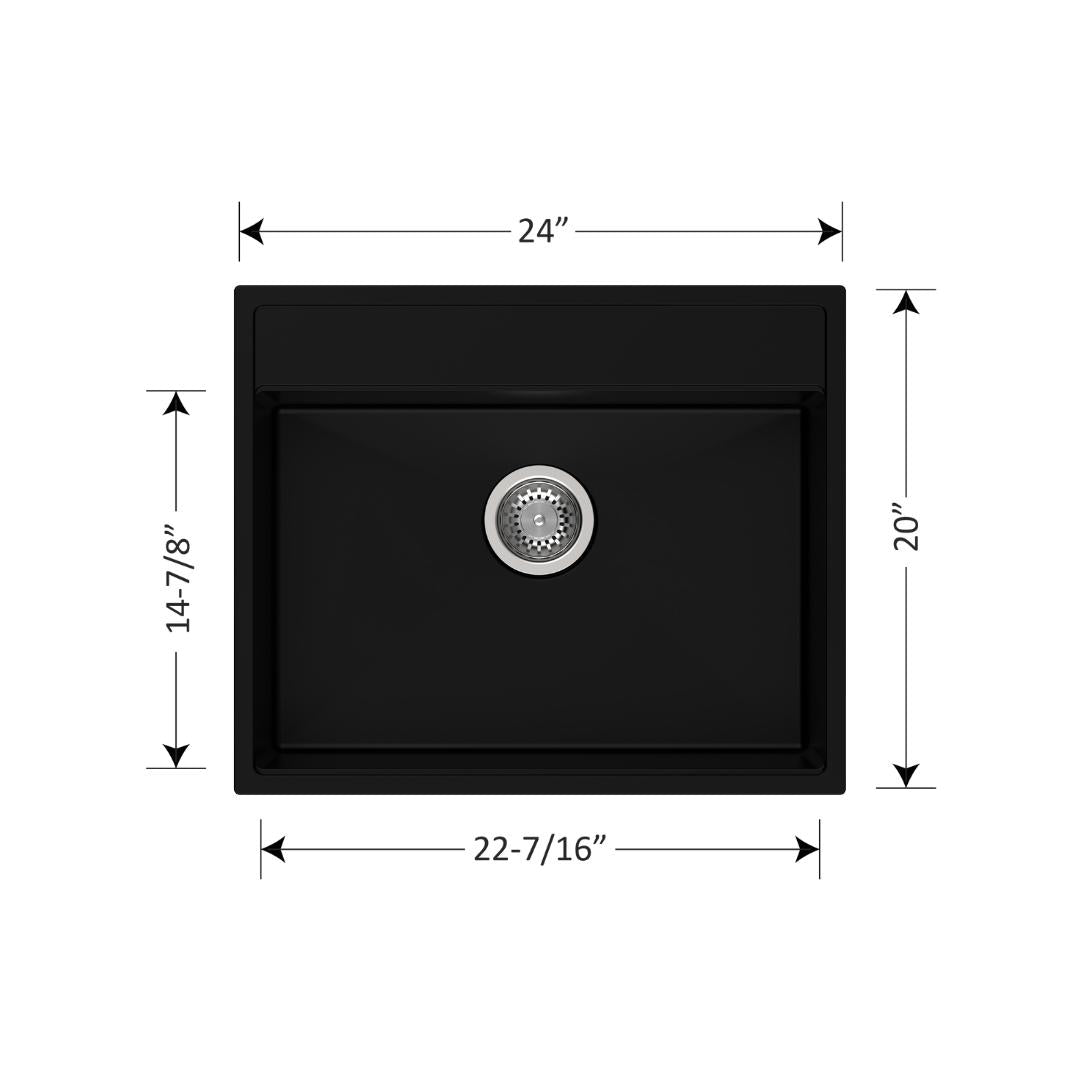 DUR-102: 24" Composite Granite Dual Mount Single Bowl Sink