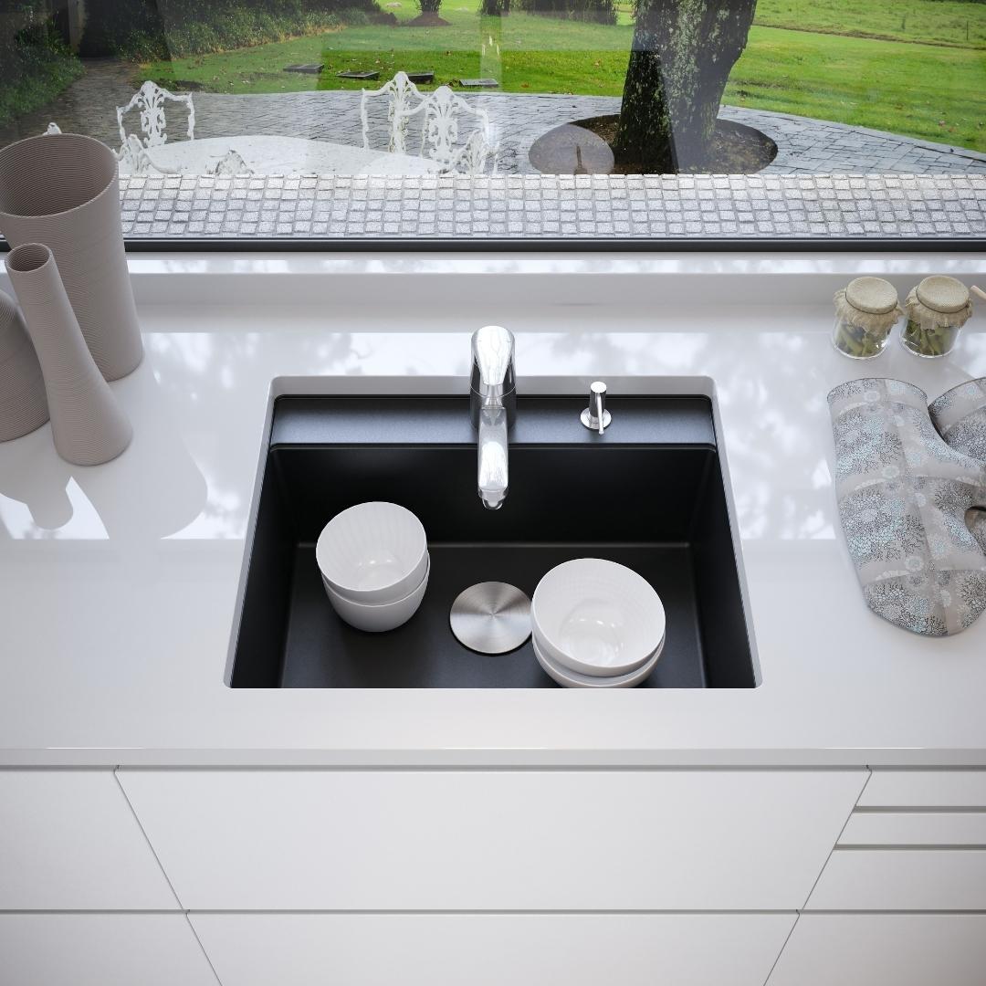 DUR-102: 24" Composite Granite Dual Mount Single Bowl Sink