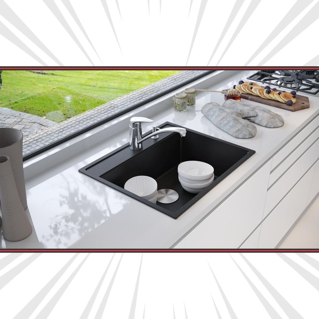 DUR-102: 24" Composite Granite Dual Mount Single Bowl Sink