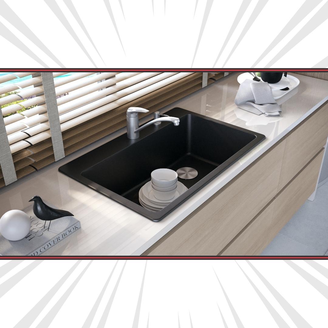 DUR-105: 33" Composite Granite Dual Mount Super Single Bowl Kitchen Sink