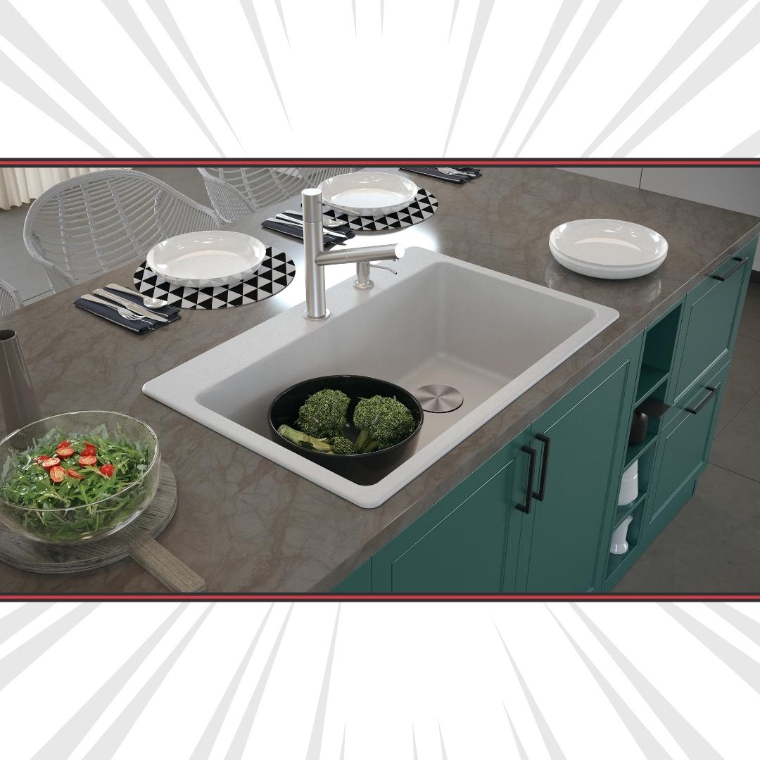 DUR-105: 33" Composite Granite Dual Mount Super Single Bowl Kitchen Sink