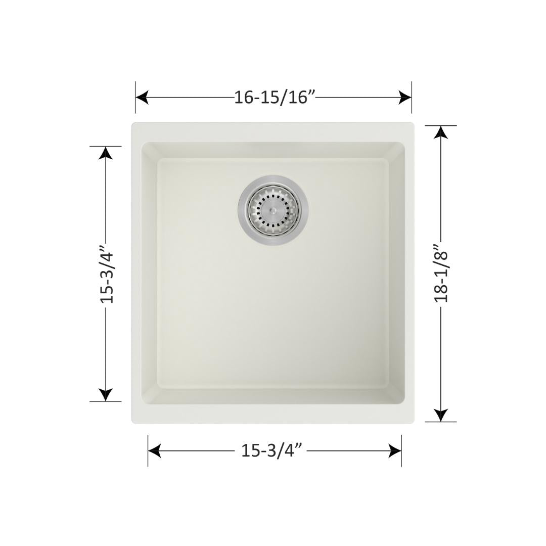 DUR-106: 17" Composite Granite Dual Mount Small Single Bowl Kitchen Sink