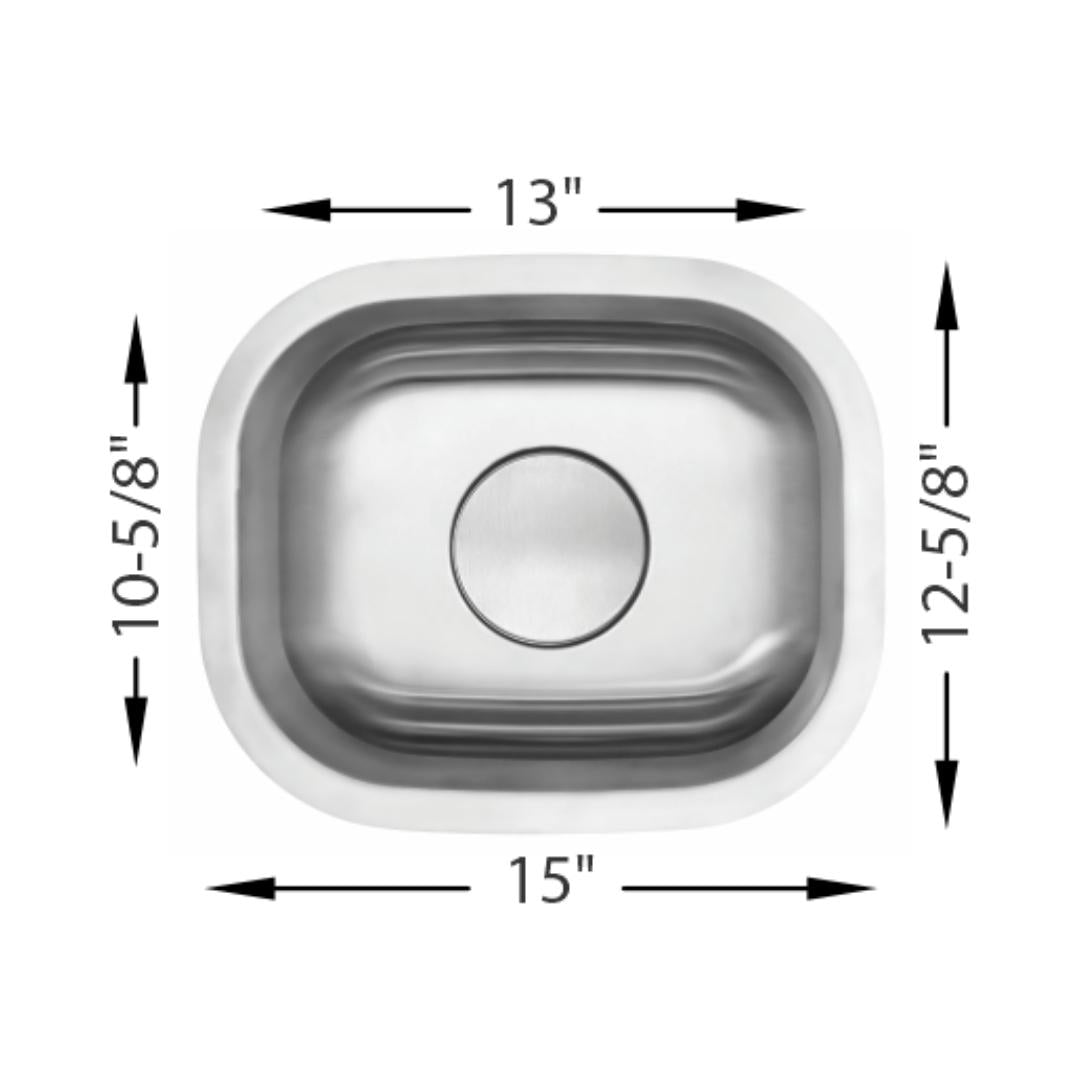 H-107: 15" Stainless Steel Small Single Bowl Bar/Prep Sink