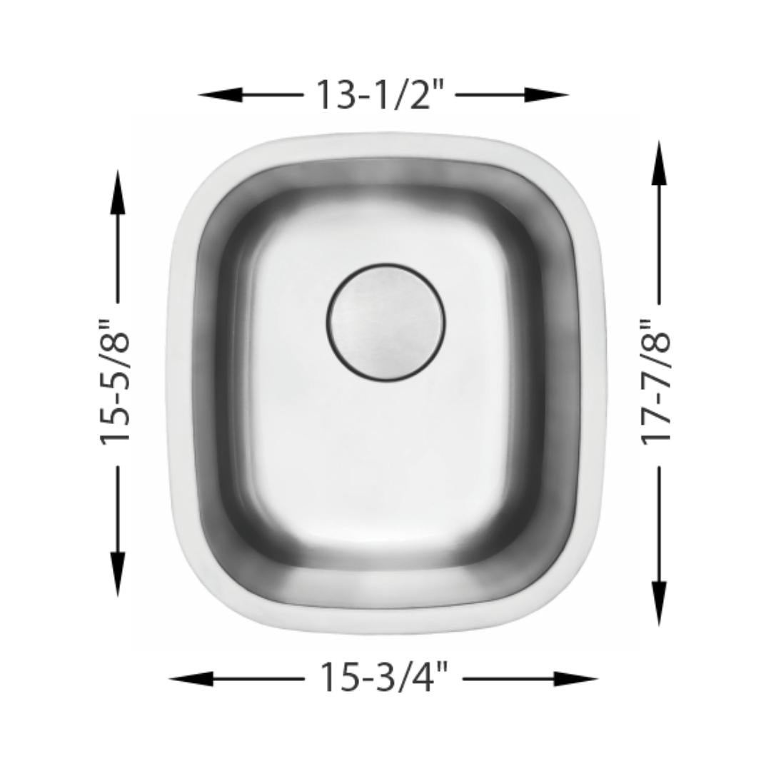 H-111: 18" Stainless Steel Small Single Bowl Bar/Prep Sink