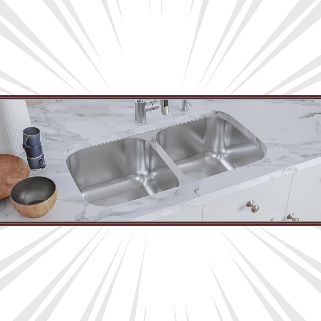 H-202: 33" Stainless Steel Double Equal Bowl Kitchen Sink