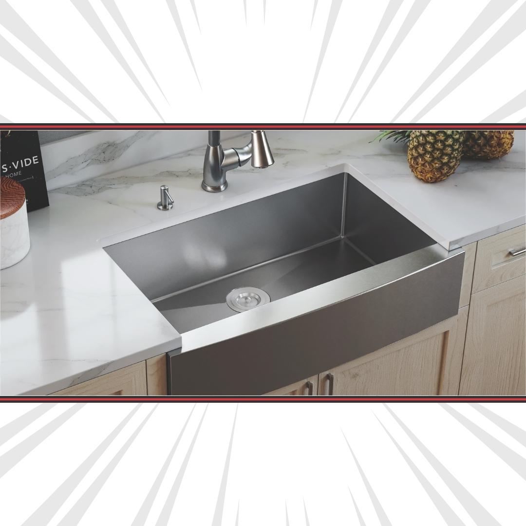 H-AZ105-30ZR: 30" Stainless Steel Single Bowl Farmhouse Kitchen Sink ZERO RADIUS