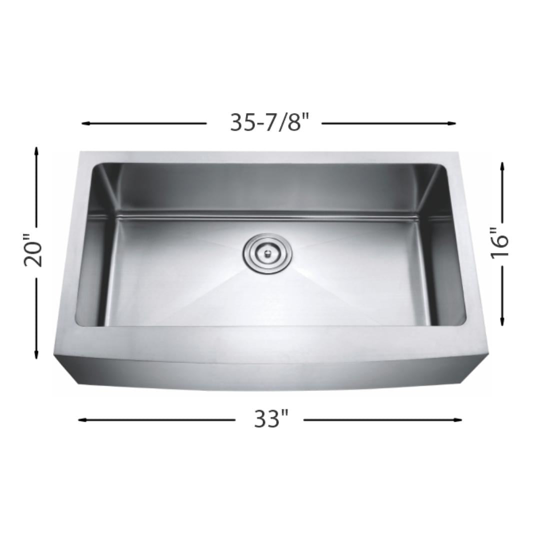 H-AZ105-36: 36" Stainless Steel Large Single Bowl Farmhouse Kitchen Sink R10