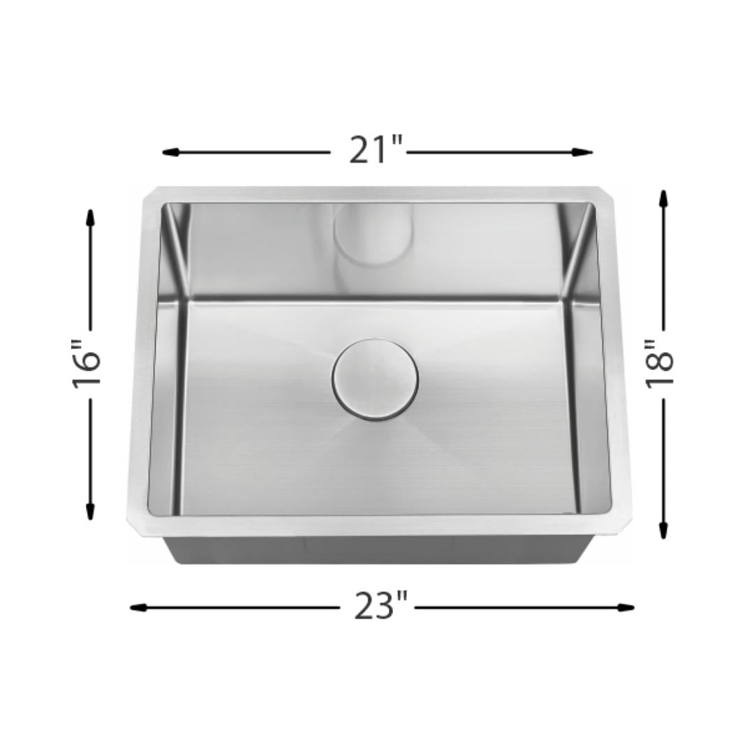 H-Z101X: 23" Stainless Steel Medium Single Bowl Kitchen Sink R10