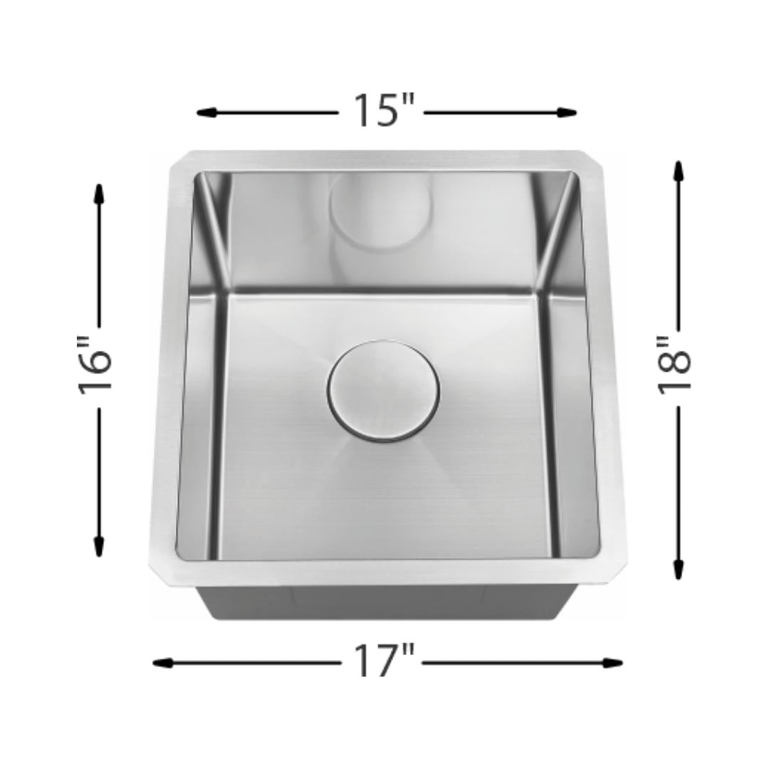 H-Z102X: 18" Stainless Steel Small Single Bowl Bar/Prep Sink R10