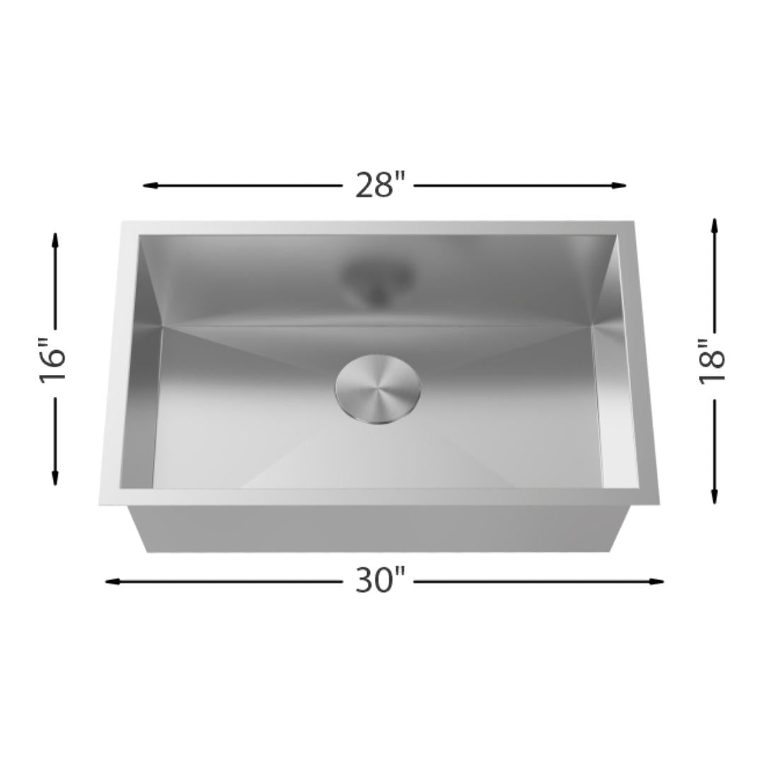 H-Z105X-30: 30" Stainless Steel Single Bowl Kitchen Sink R10