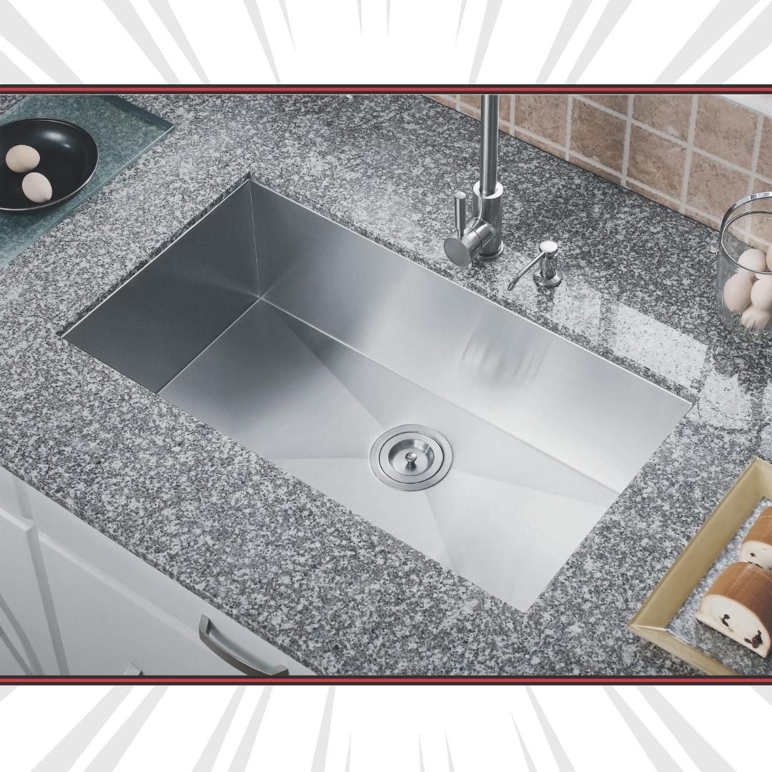 H-UZ105X-ZR: 32" Stainless Steel Single Bowl Kitchen Sink ZERO RADIUS