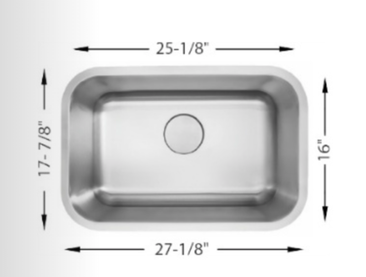 H-105-S: 28" Stainless Steel Single Bowl Kitchen Sink