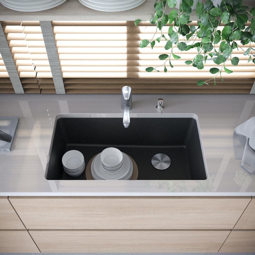 DUR-105: 33" Composite Granite Dual Mount Super Single Bowl Kitchen Sink