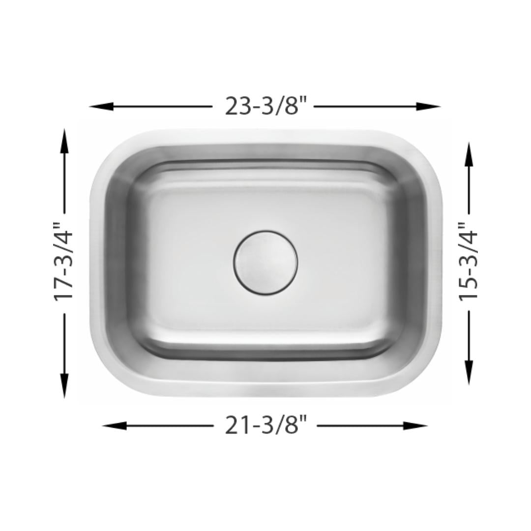 H-102: 24" Stainless Steel Small Single Bowl Kitchen Sink