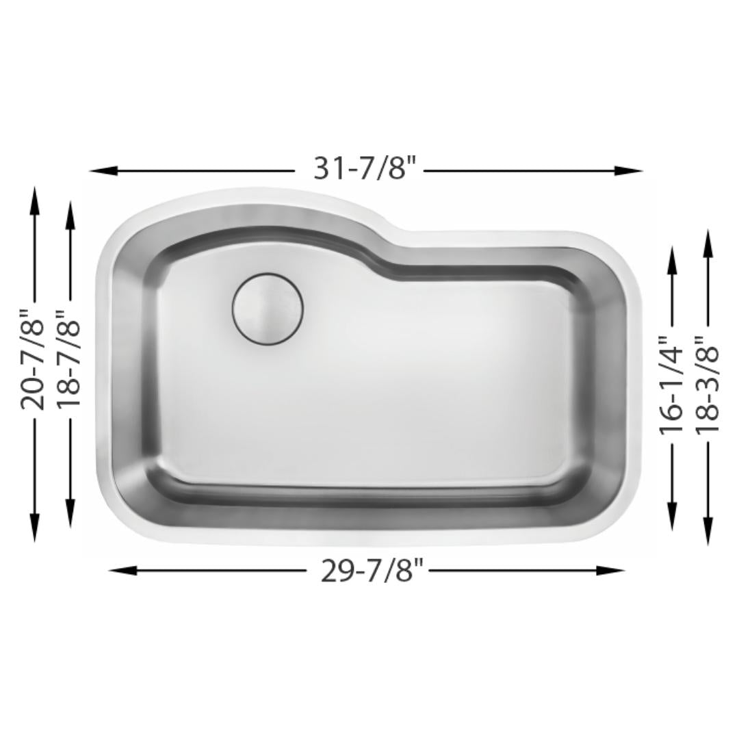 H-103: 32" Stainless Steel Single Bowl Kitchen Sink