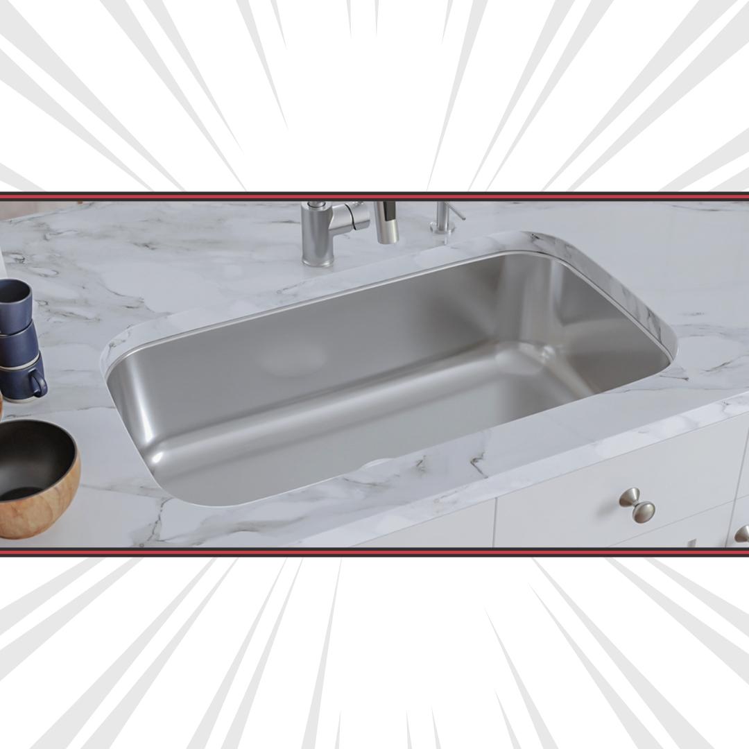 H-105-L: 33" Stainless Steel Big Single Bowl Kitchen Sink