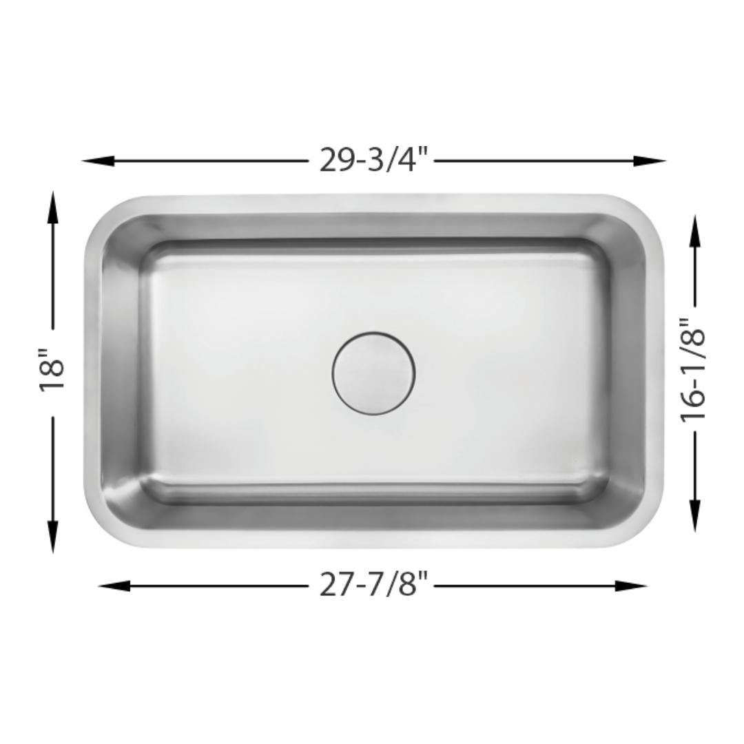 H-105: 30" Stainless Steel Big Single Bowl Kitchen Sink