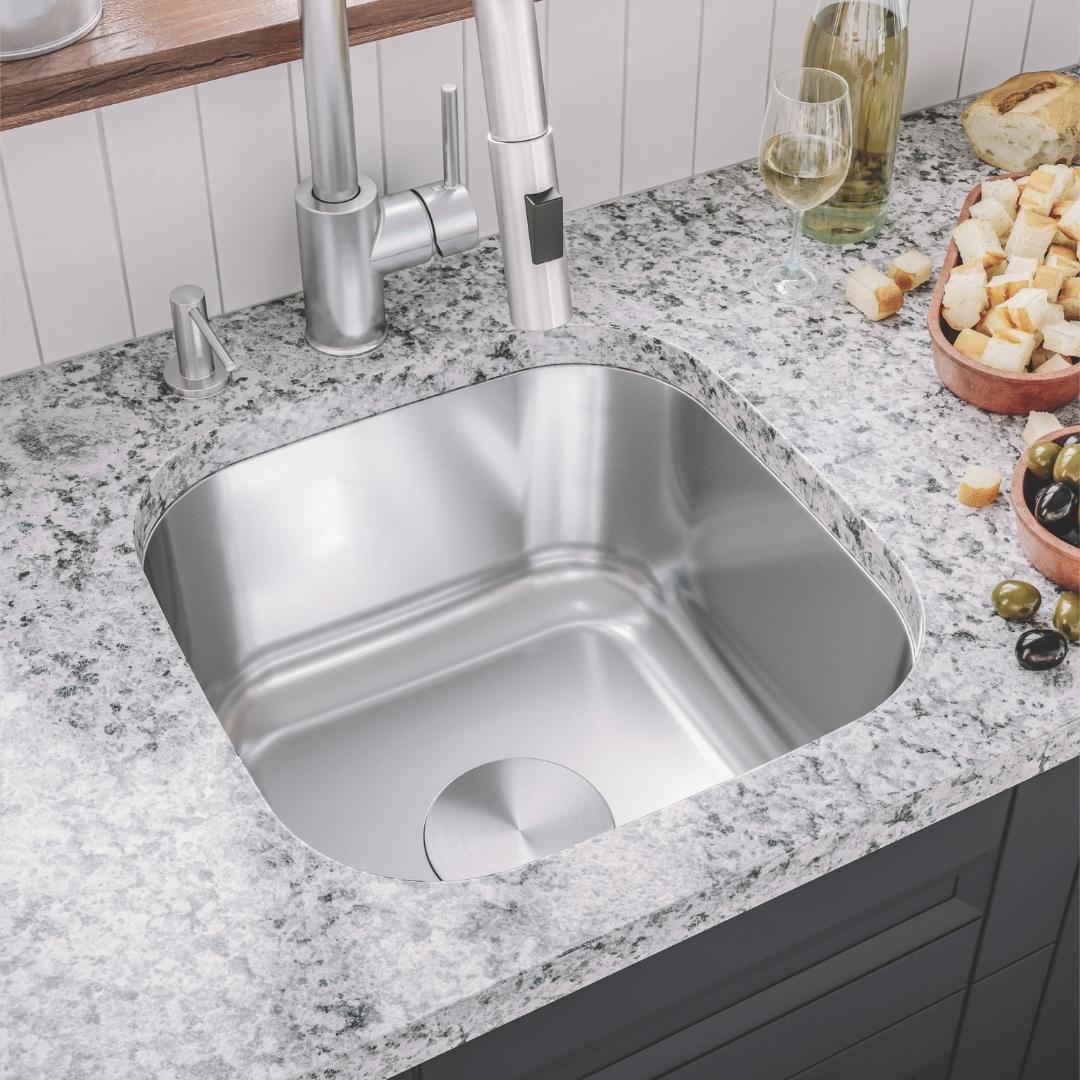 H-115: 16" Stainless Steel Small Single Bowl Bar/Prep Sink