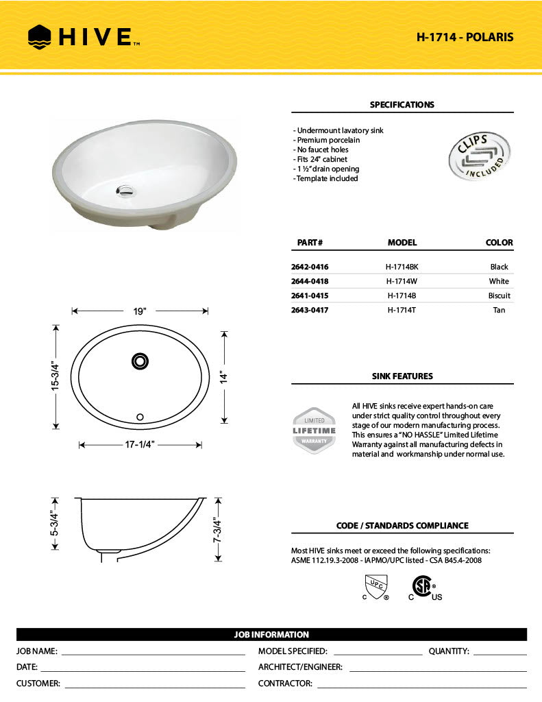H-1714: Polaris Vanity Sink