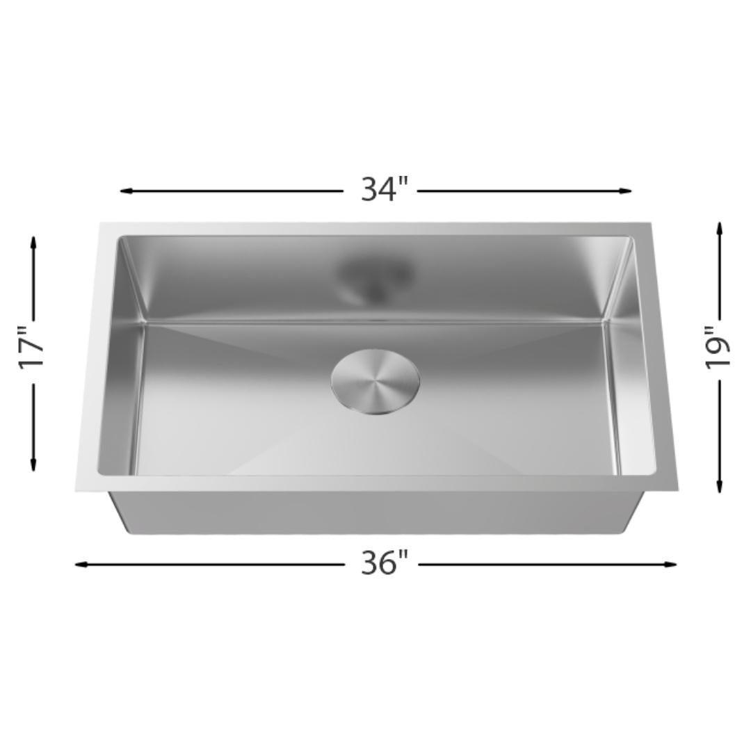 H-Z105X-36: 36" Stainless Steel Large Single Bowl Kitchen Sink R10
